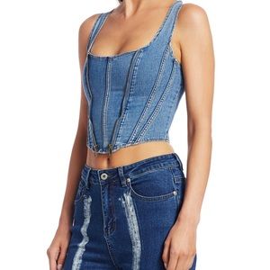Women's Blue I.am. Gia Coco Denim Corset, worn once, no tag.